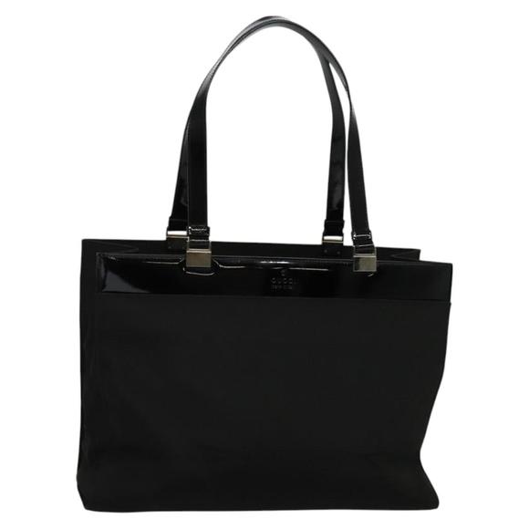 GUCCI Tote Bag Nylon Enamel Black Silver 002 1039 Auth bs26622 - Picture 1 of 16